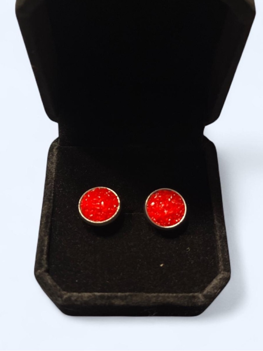 Red Druzy Stud Earrings - Women's Silver-Tone Jewelry